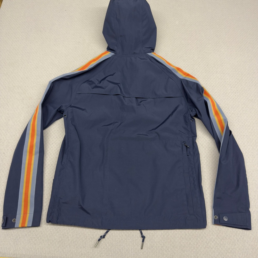 Faherty Jacket Mens XS Navy Blue Hooded Racing Stripe Retro Parka Full Zip - Picture 2 of 7